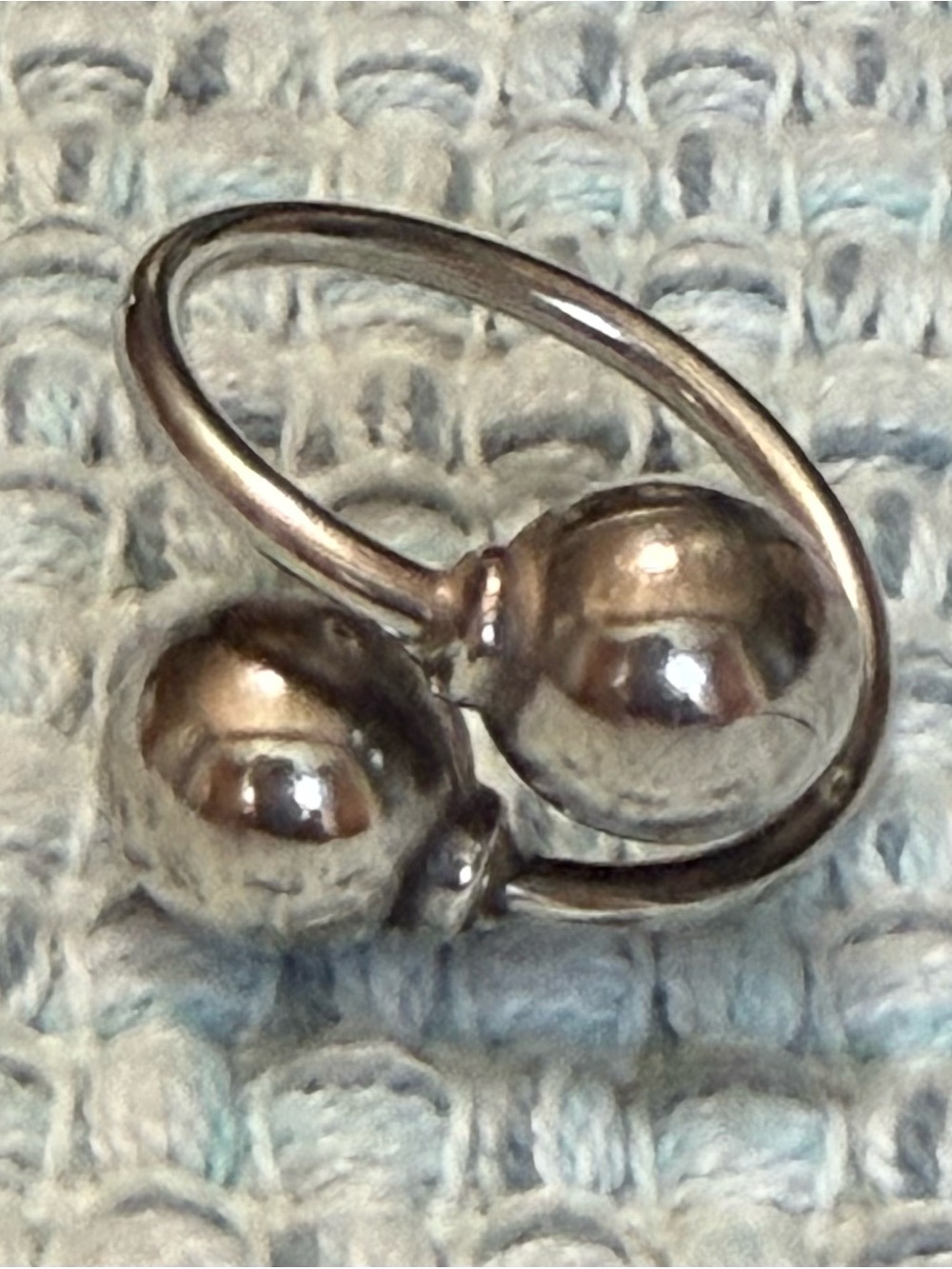 Sterling Silver Double Orb Ring - Polished Silver Band